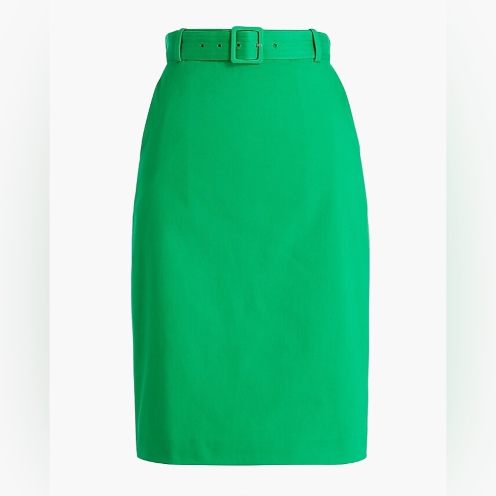 J. Crew Factory Green Sateen belted pencil skirt size 12